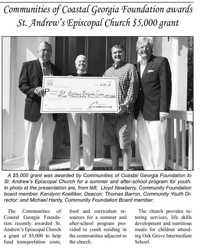 Darien News 7.1.15 St. Andrews grant