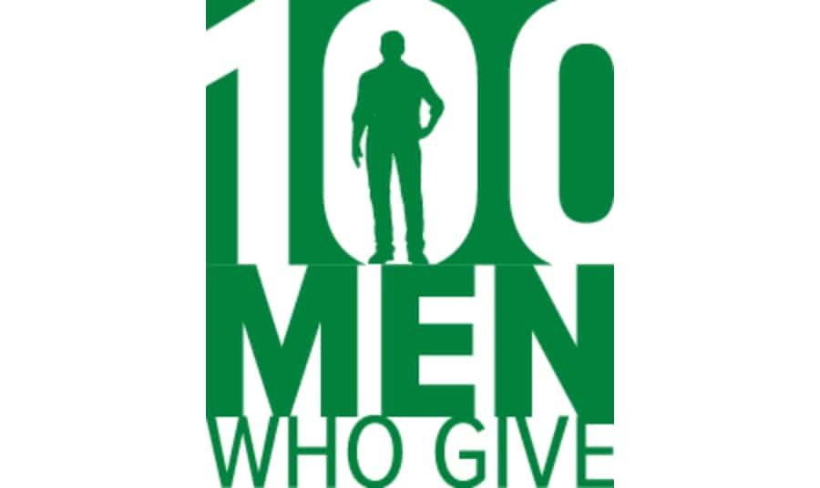 100 Men Who Give logo with a silhouette of a man.